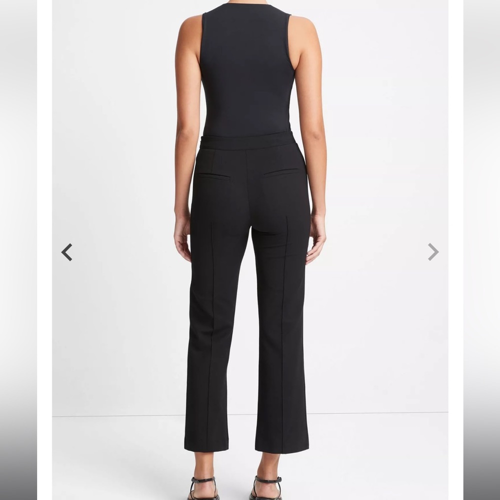 Vince Mid Rise Pintuck Crop Flare Pants Side Zip Slacks Pockets Black Size Med - Picture 4 of 5